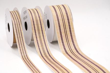 Бежевий та коричневий зигзаг смугаста тканинна стрічка набір_AI